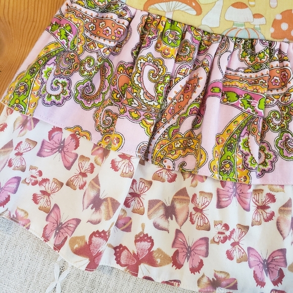 Vintage Baby Girl Dress Merry Mushrooms Ruffle Dress Spring Summer Cottagecore - Picture 2 of 10